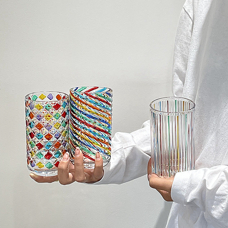Colorful Hand Painted Water Glass - Unique Drinkware for Home & Kitchen
