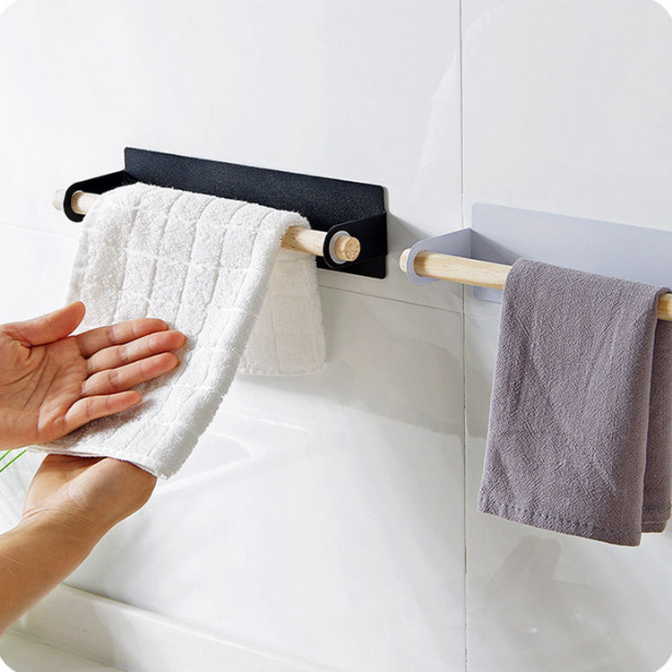 Adhesive Wall Hanging Towel Rack - Punch-Free Metal Kitchen Bathroom Organizer
