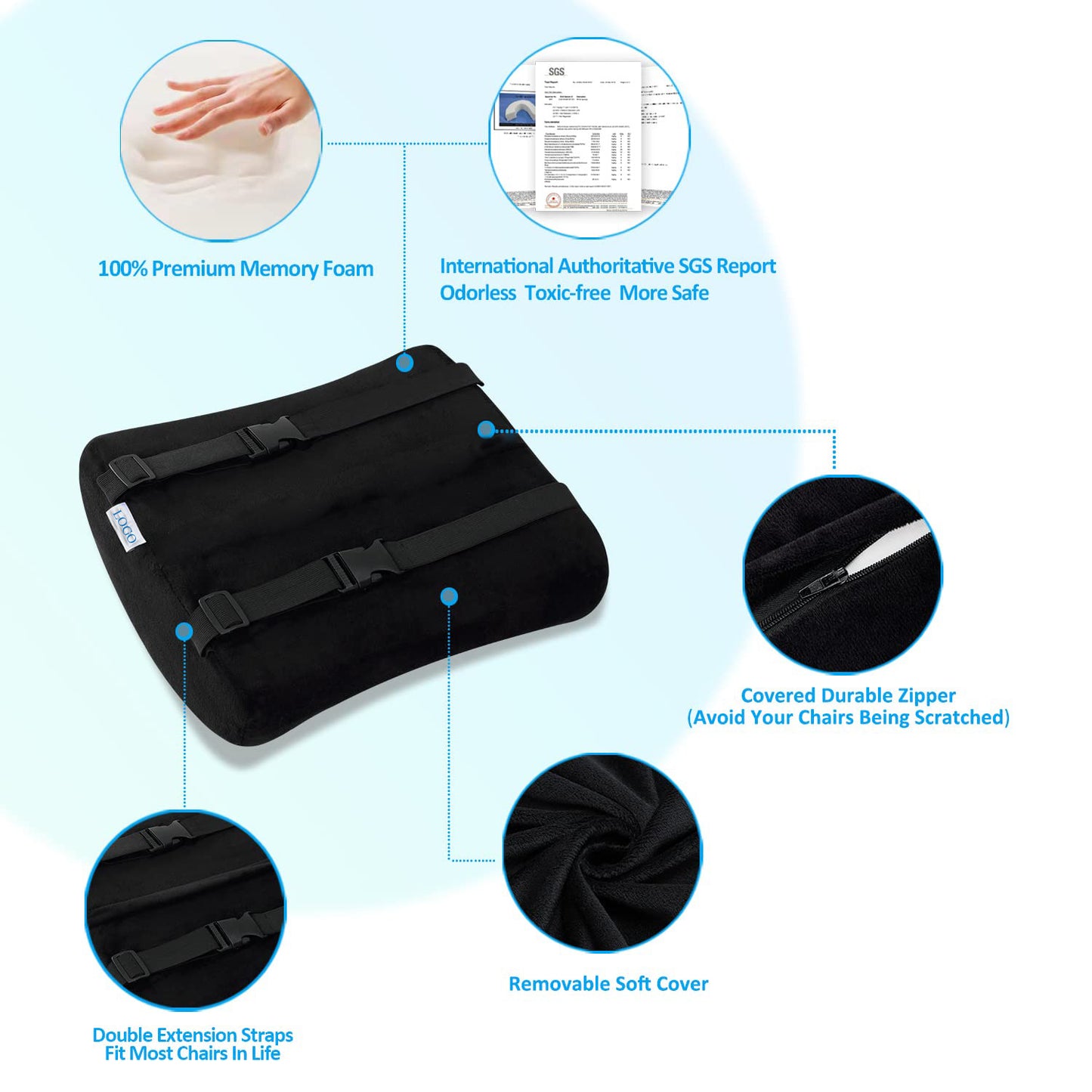 Ergonomic Office Chair Cushion Hip Support Memory Foam Seat Pad