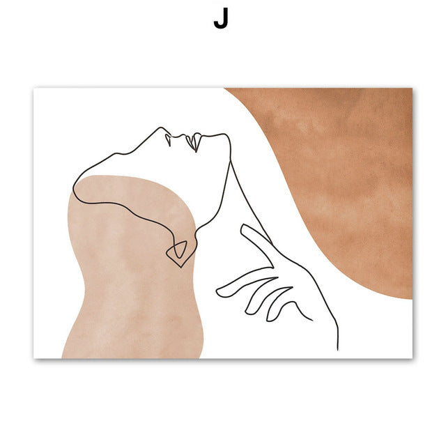 Girls Abstract Nordic Canvas Wall Art for Living Room & Bedroom