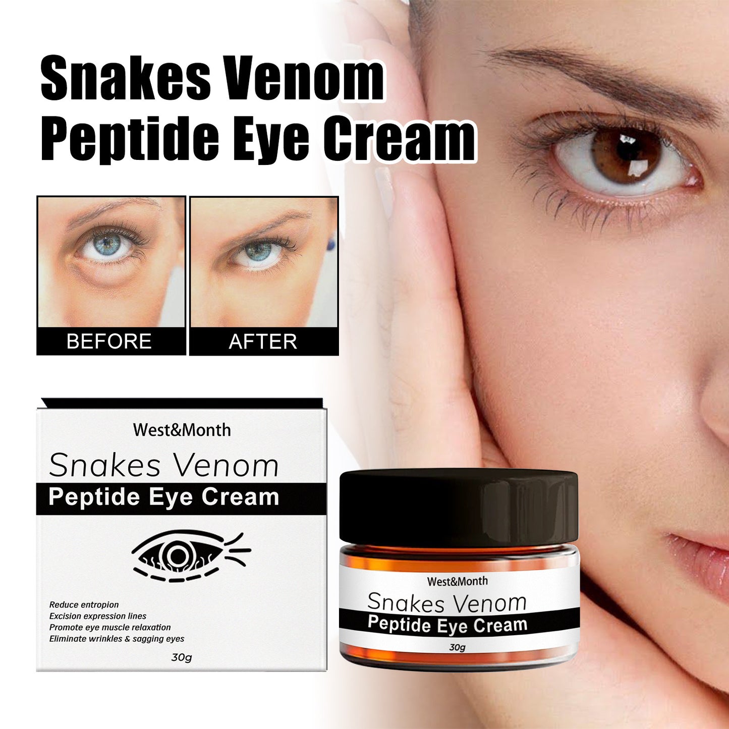Snake Venom Peptide Eye Cream - Fades Dark Circles & Eye Bags 30g