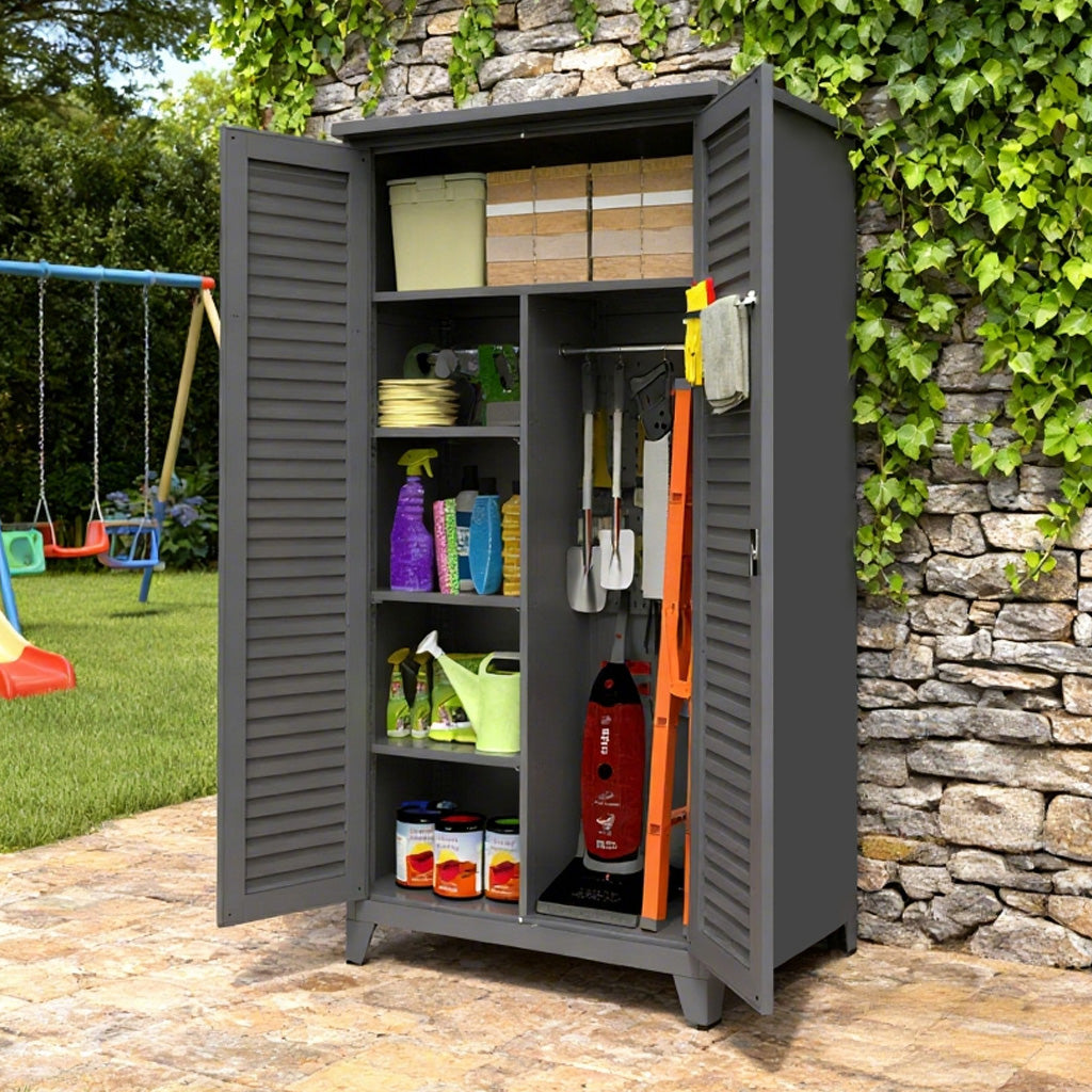 73'' Tall Metal Tool Storage Cabinet - Slate Steel Organizer