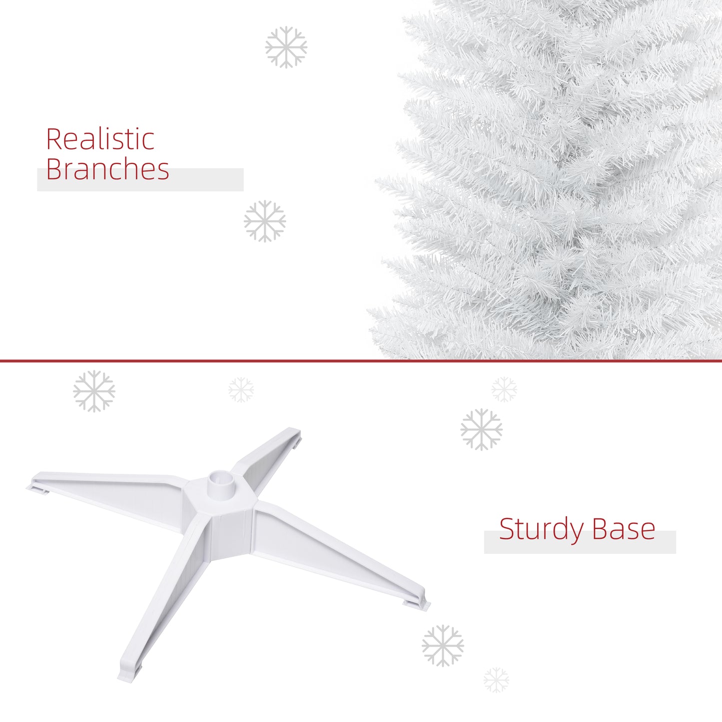 7ft Unlit Pencil Christmas Tree - Slim White Design with 499 Tips