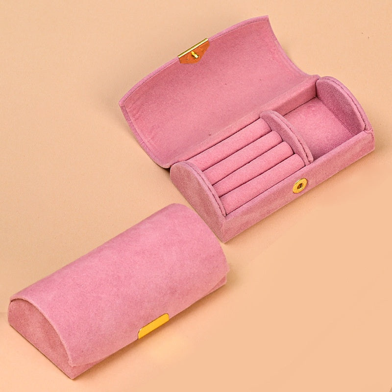 Portable Jewelry Box with Velvet Interior for Rings and Earrings