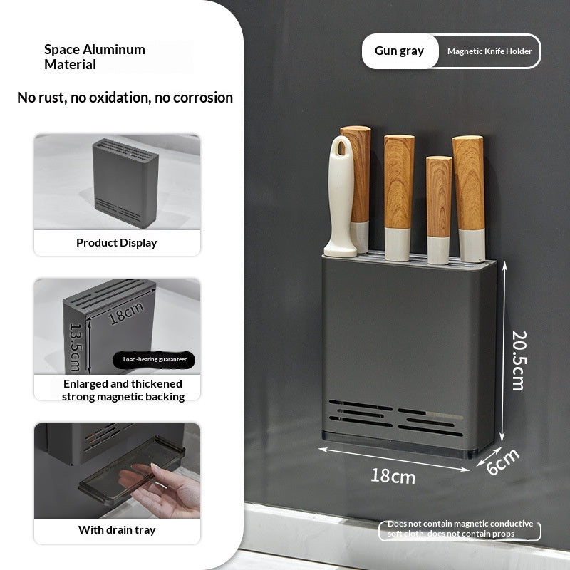 Magnetic Kitchen Knife Holder & Storage Rack - Aluminum Organizer with Variants