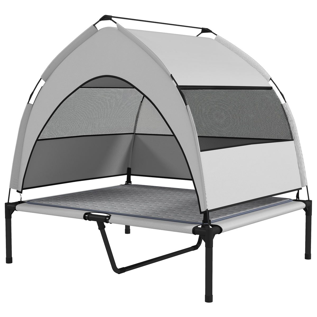 Elevated Outdoor Dog Bed with Canopy, Cooling Pad & Storage Bag - 36x29.5 Inches