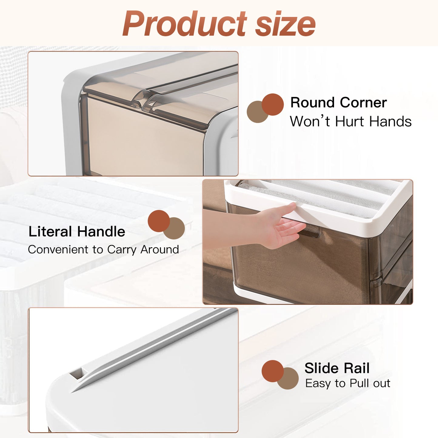 3 Pack Foldable Storage Bin With Lid Stackable Plastic Closet
