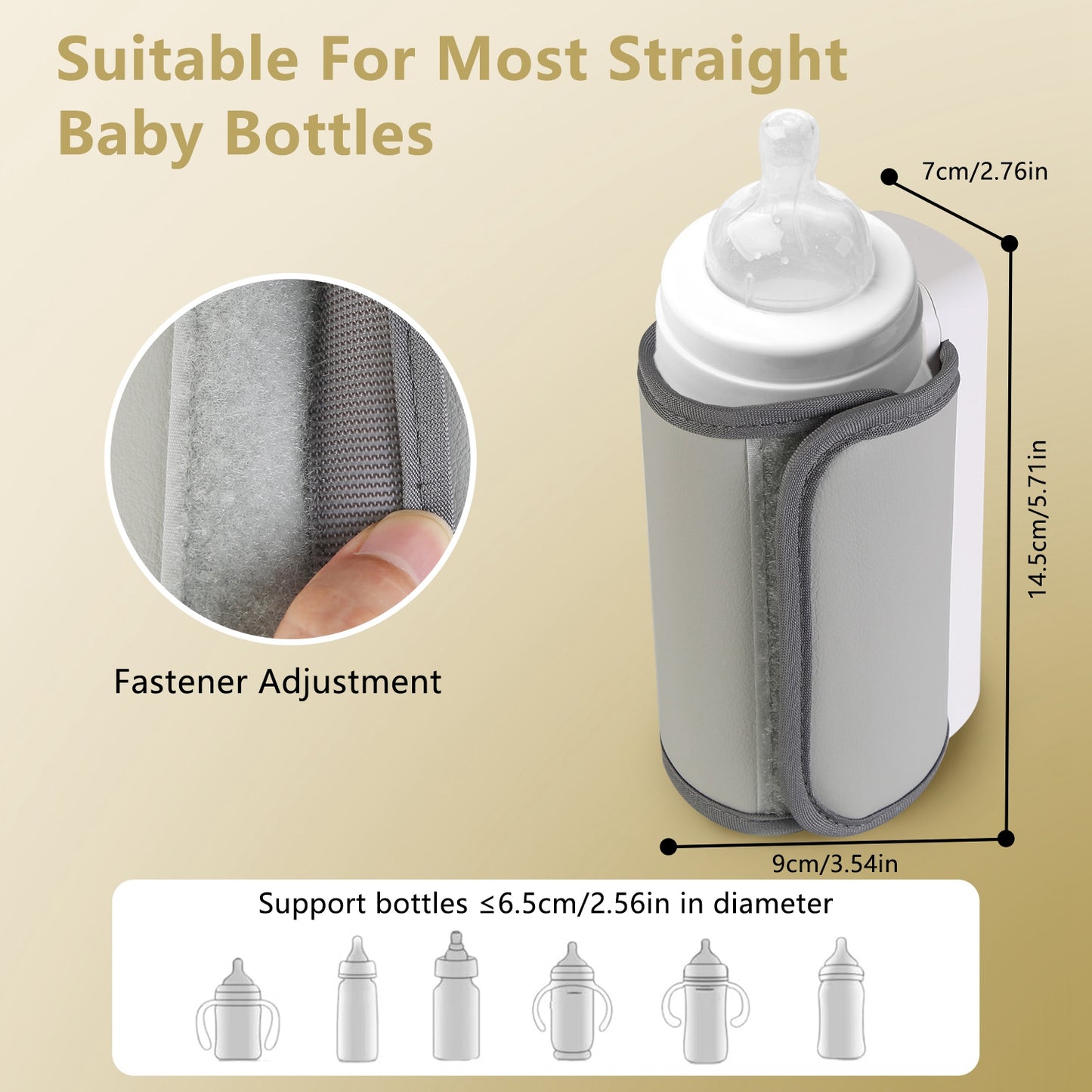 Portable Baby Bottle Warmer with 6 Heating Levels, USB Rechargeable, Keeps Milk Warm Up to 5 Hours - White