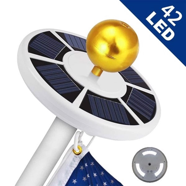Solar Flagpole Light with Hook - 42 Ultra-Bright LEDs, Black/White
