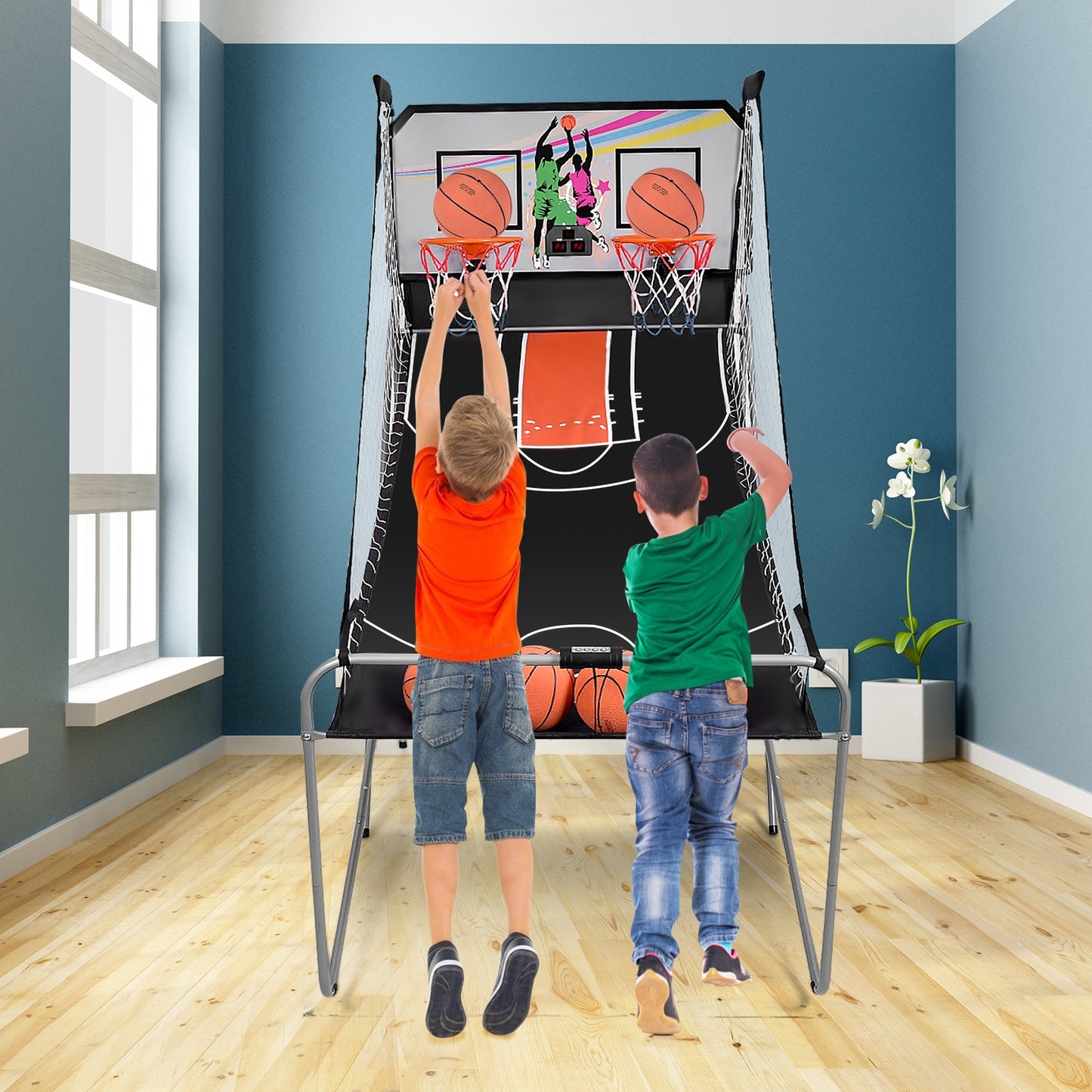 Double Electronic Basketball Game with 4 Balls - Indoor Fun