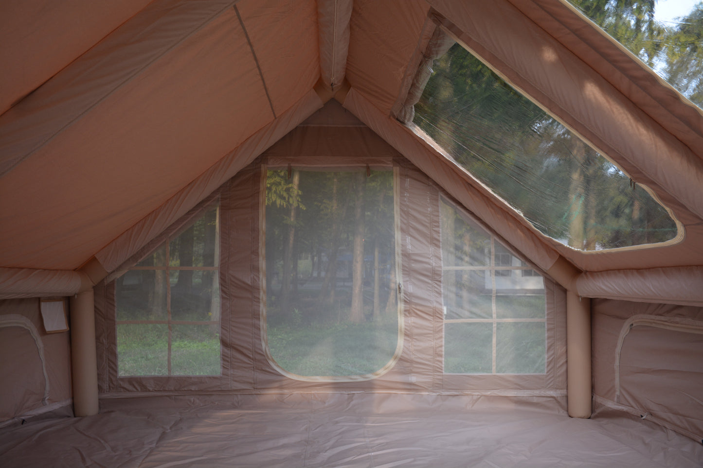 Inflatable Camping Tent - 9.8x13ft Waterproof Glamping Tent for 7-8 People - Beige