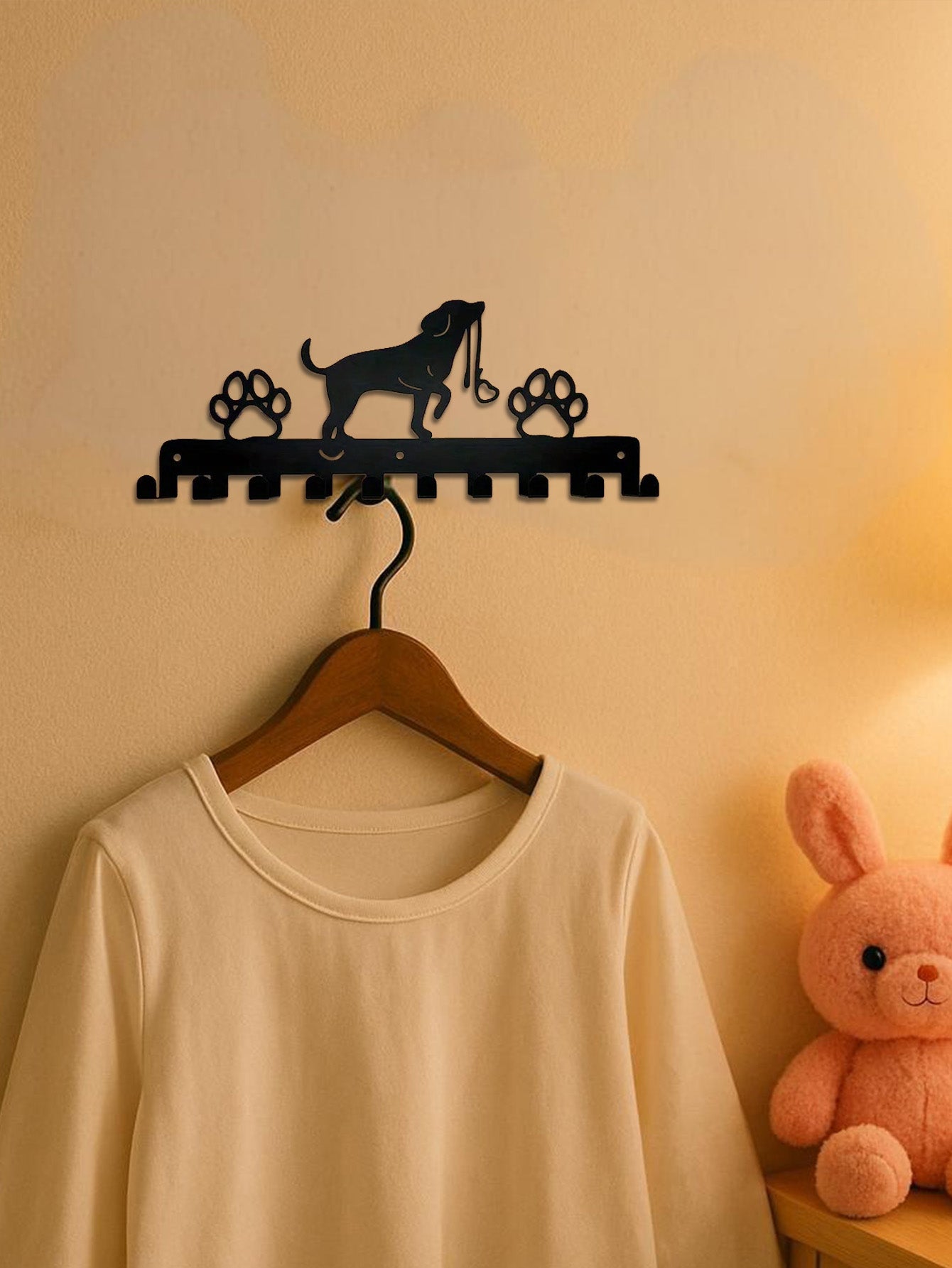 Rustic Wall-Mounted Key Holder & Leash Rack for Pets
