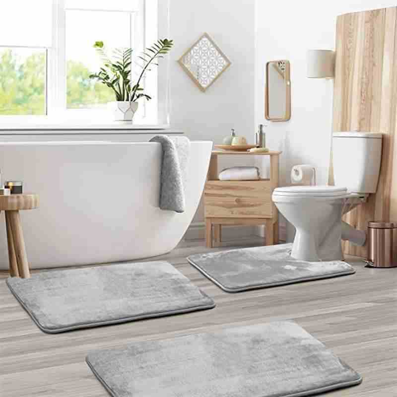 Non-Slip Coral Fleece Bathroom Mat Set - Toilet & Floor Mats for Home Use