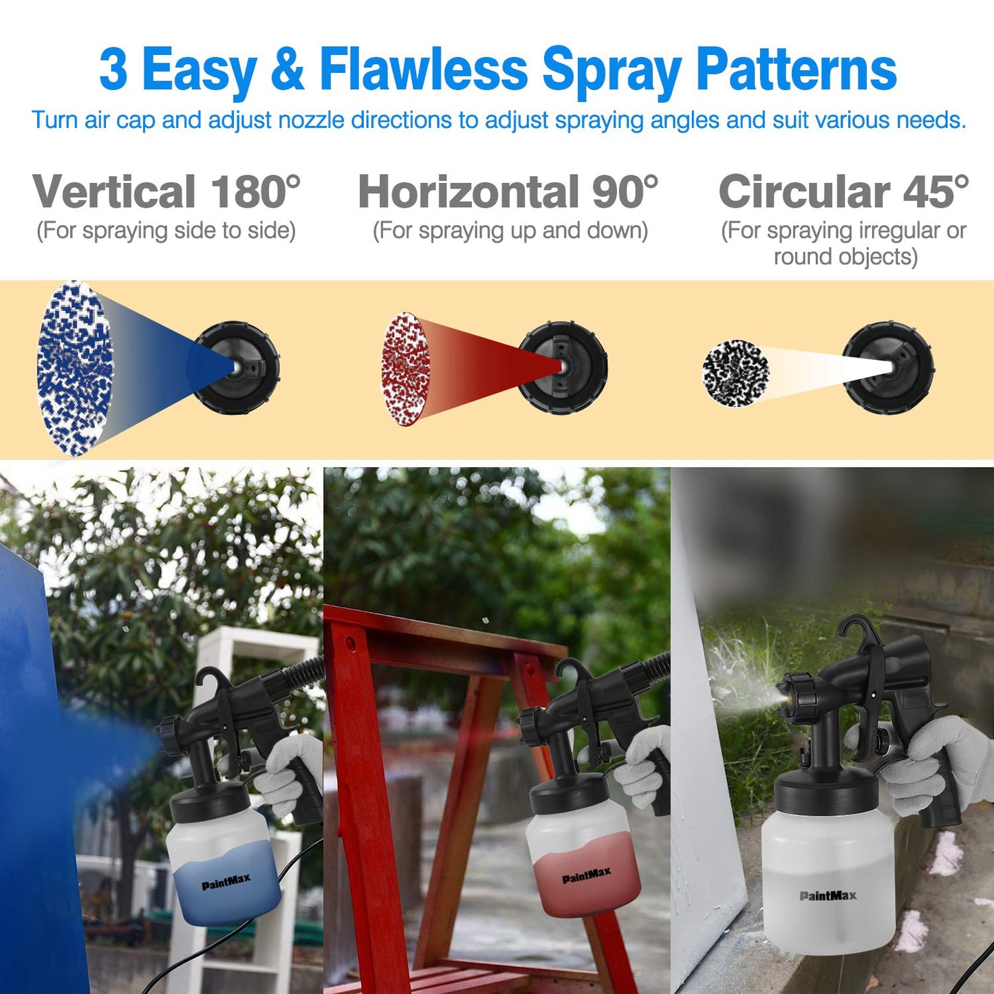 800ML Paint Spray Gun for Home Garden Decoration - 3 Pattern HVLP Painter