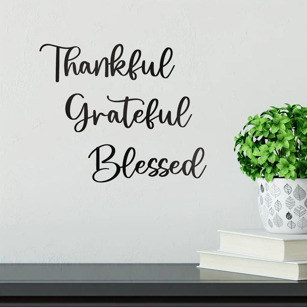 3-Piece Give Thanks Scripture Wall Art Set - Wrought Iron Decor
