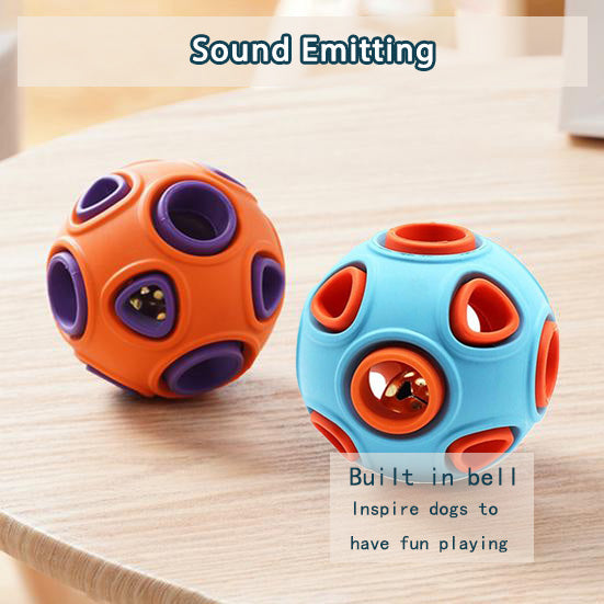 Dog Rubber Ball with Bell Sound 2-Pack - Interactive Pet Chew Toys for Small Dogs