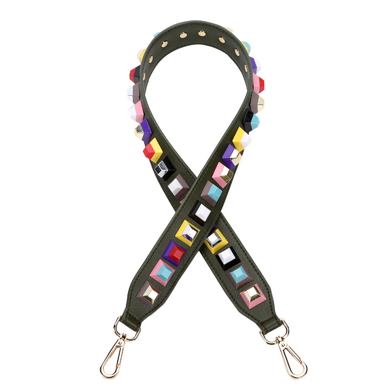Double Sided Cowhide Shoulder Strap for Bags - Rivets & Adjustable Length