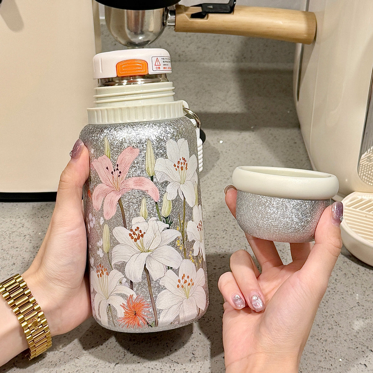 Portable Insulated Stainless Steel Cup with Titanium Coating & Filter - Large Capacity