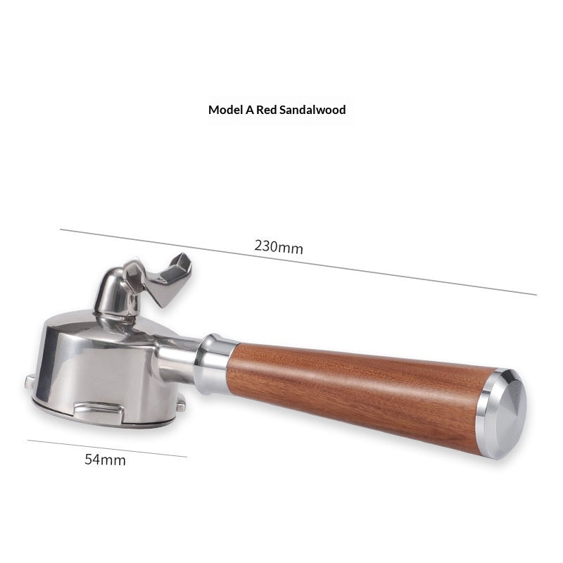 Stainless Steel Coffee Machine Dual-Spout Handle - Solid Wood Finish