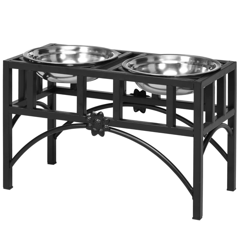 Heavy Duty Elevated Dog Food Bowl Set - Double Stainless Steel Pet Feeder Stand