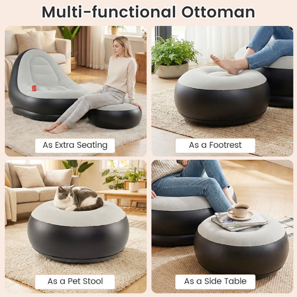 Inflatable Lounge Sofa With Ottoman Portable Air Of Up To 220 Lbs For