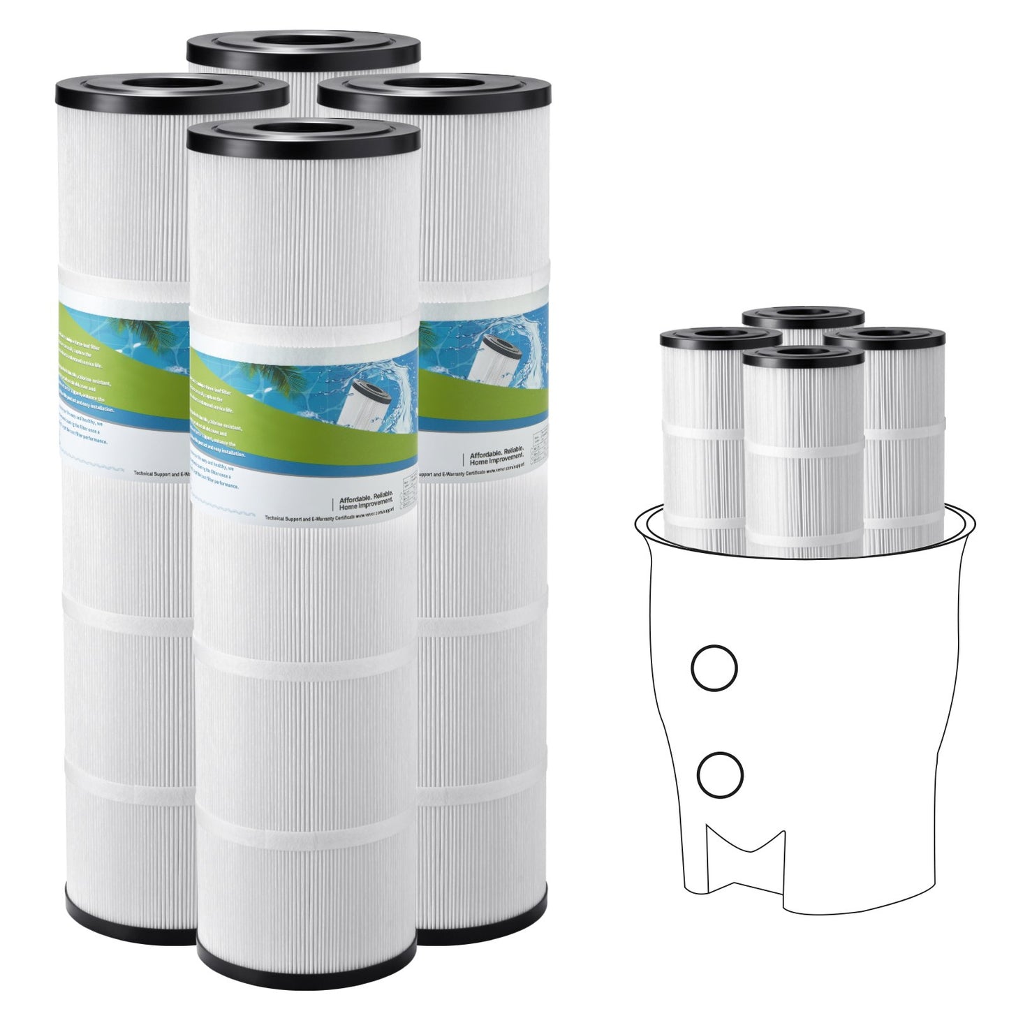 Pool & Spa Filter Cartridge 4 Pack - Compatible with Pentair CCP320, 105 Sq. Ft