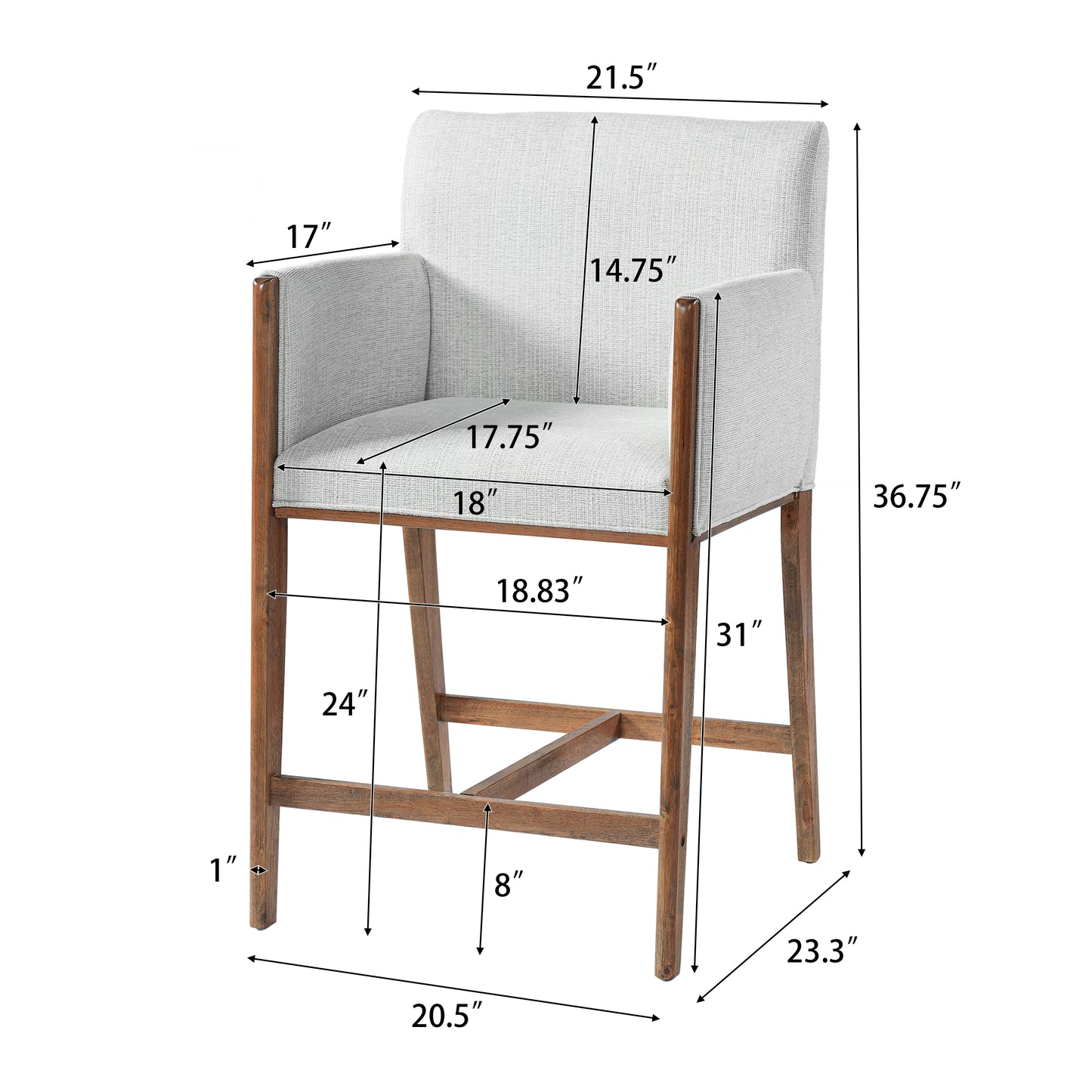 24 Seat Height Upholstered Counter Stools With Arms For Kitchen