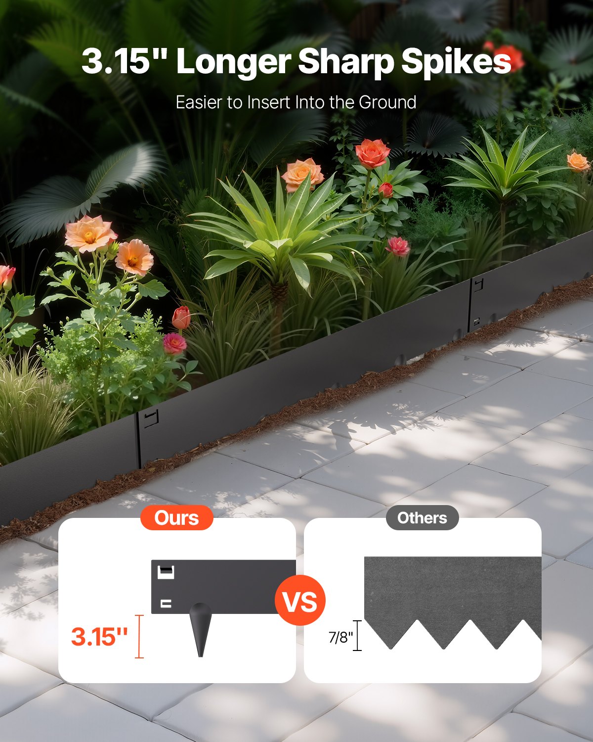 Steel Landscape Edging 5 Pack 39x4in Rust-Resistant Garden Border Black