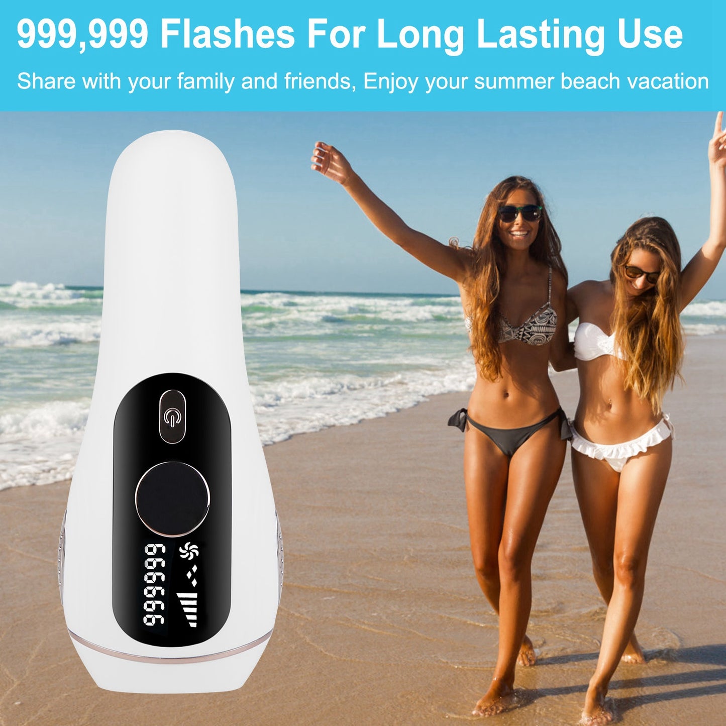 Laser Hair Removal Device for Home Use - Painless IPL with 999,999 Flashes, Ice Cooling for Women & Men