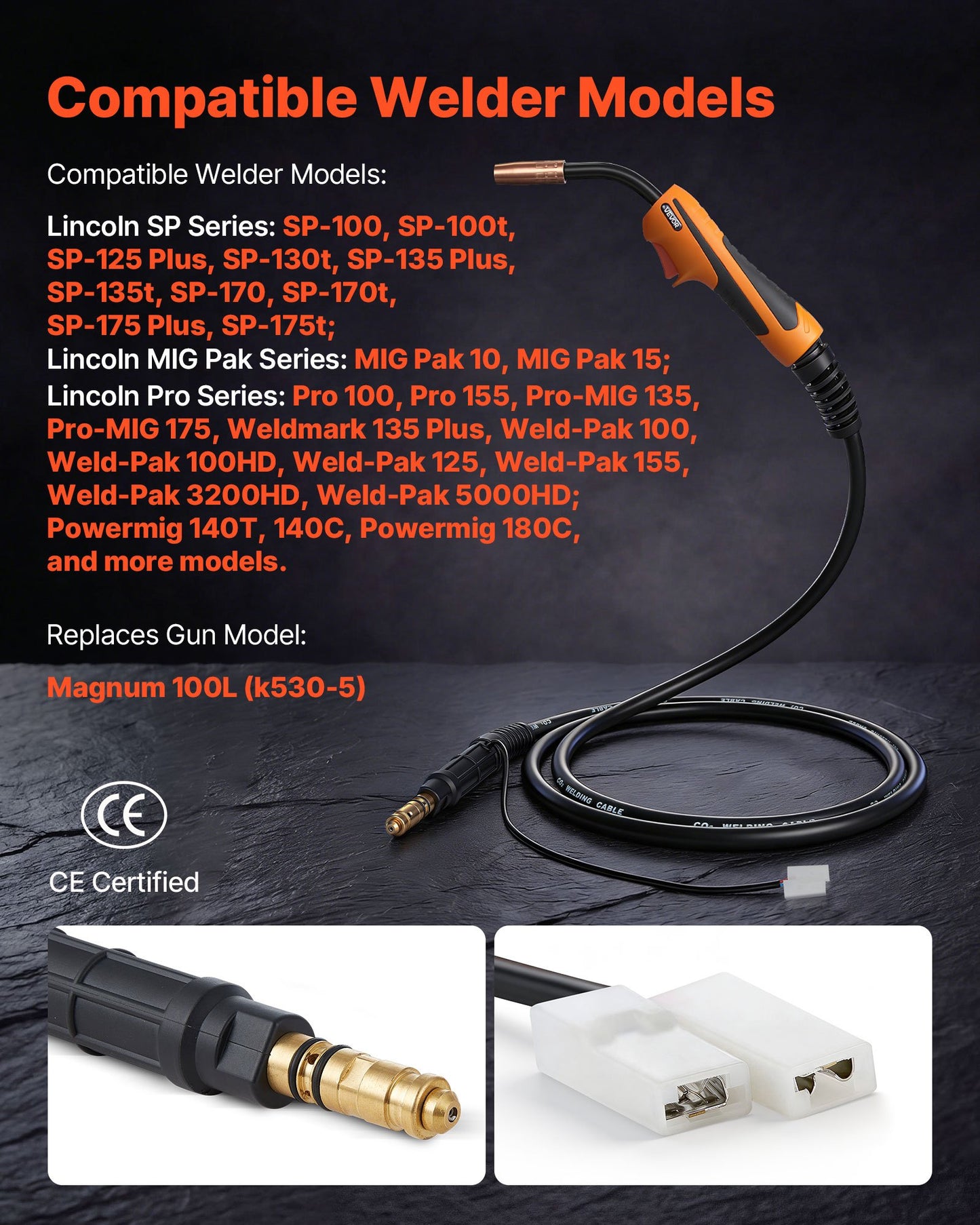 Vevor 100A MIG Welding Gun with 10FT Cable Replacement for Lincoln Magnum 100L