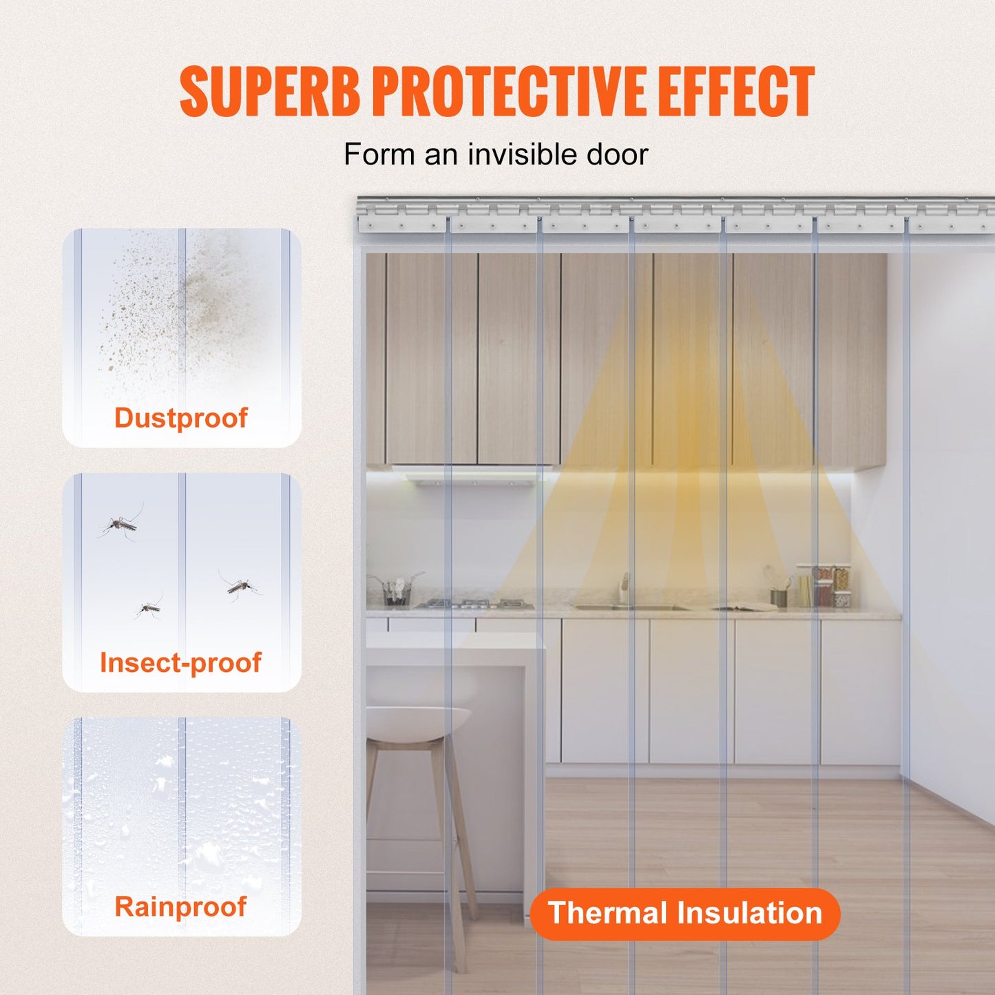 Clear PVC Strip Curtain for Freezers and Warehouses - 84' x 42' - 7PCS
