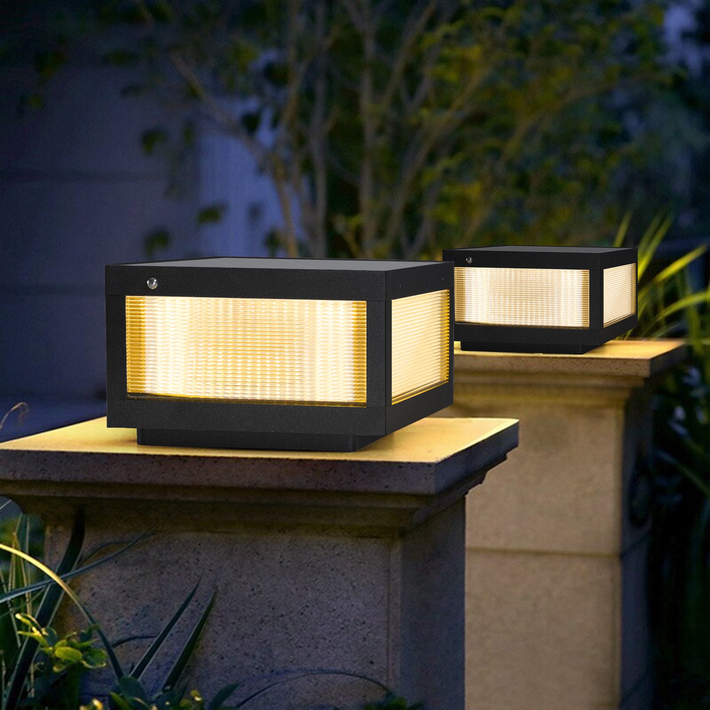 Solar Powered LED Post Cap Light - Modern Outdoor Fence Light
