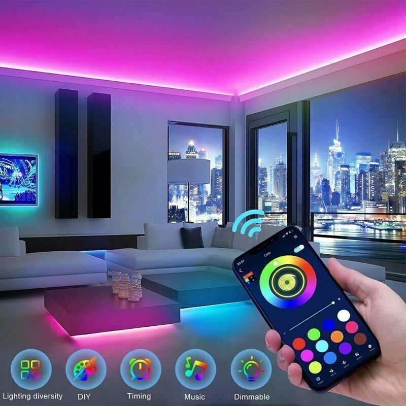 RGB LED Strip Lights Bluetooth Remote Control TV Backlighting 5-20m