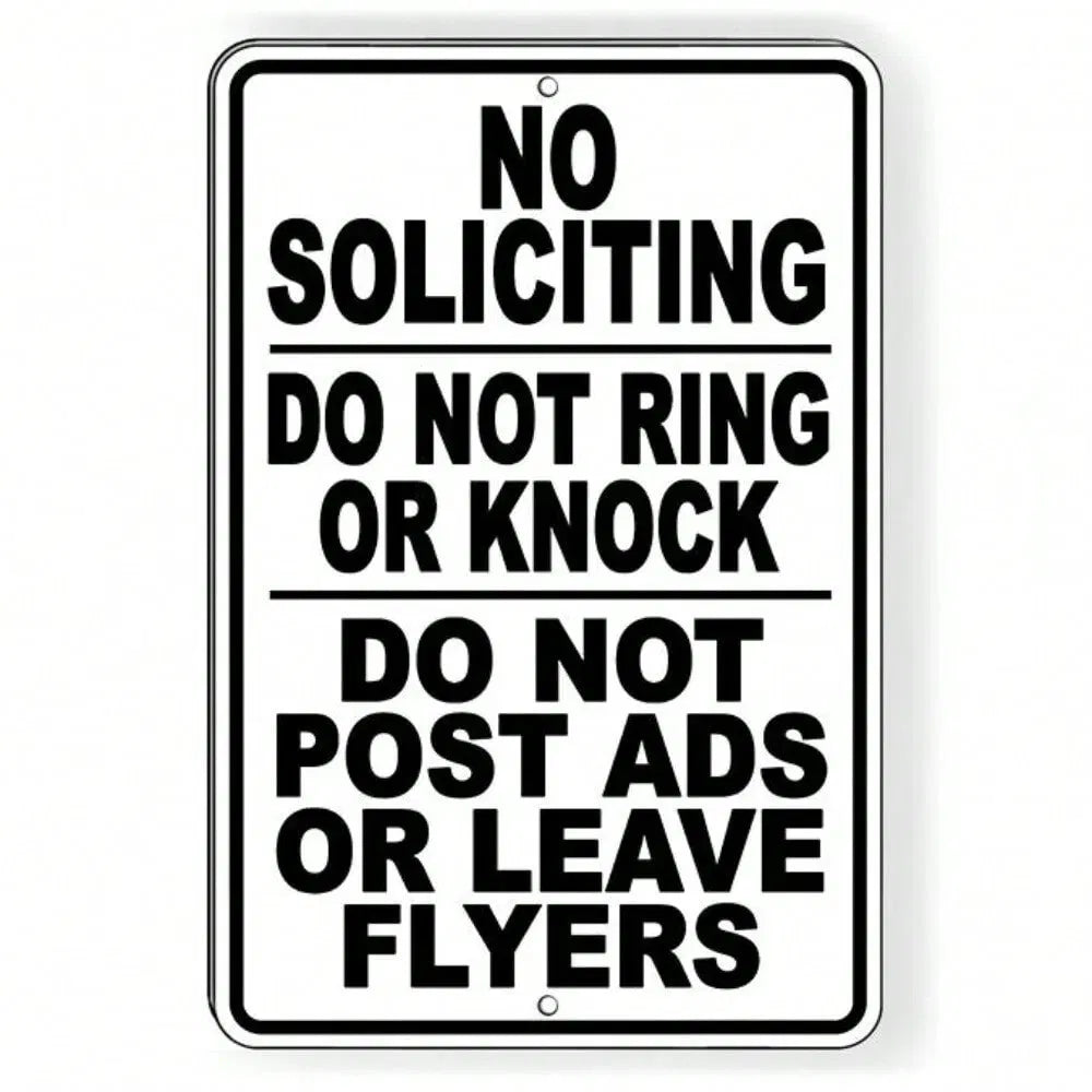 Weatherproof No Soliciting & No Flyers Sign for Apartment Doors