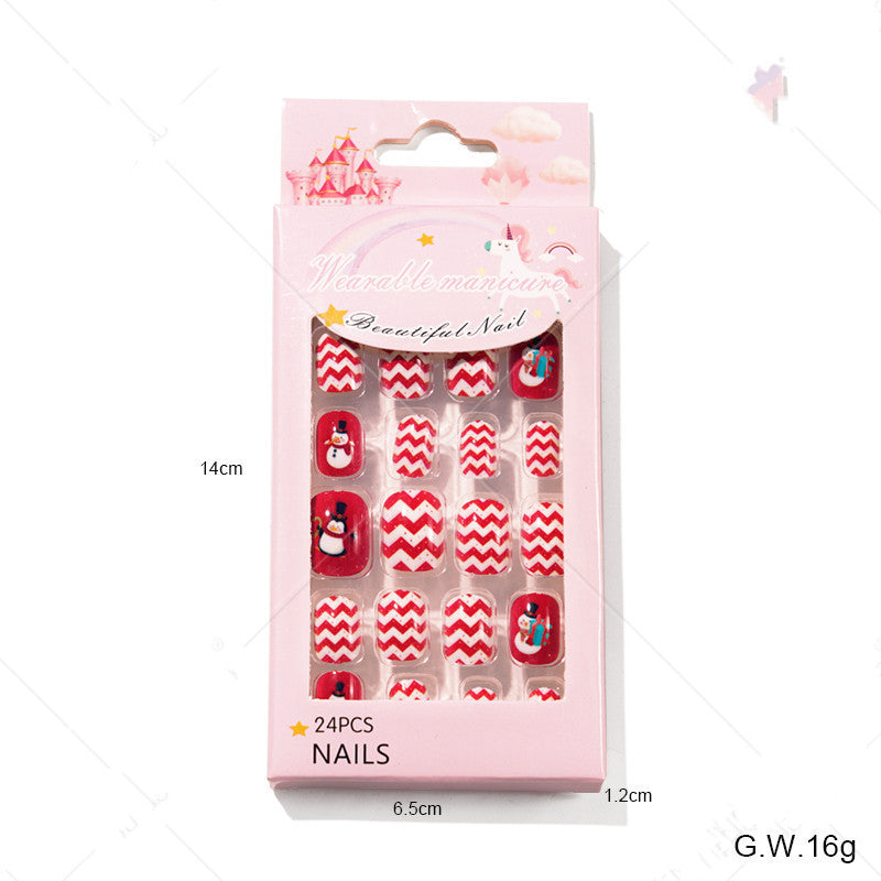 Christmas Kids Nail Stickers 24 Pieces Wearable Nail Art for Children