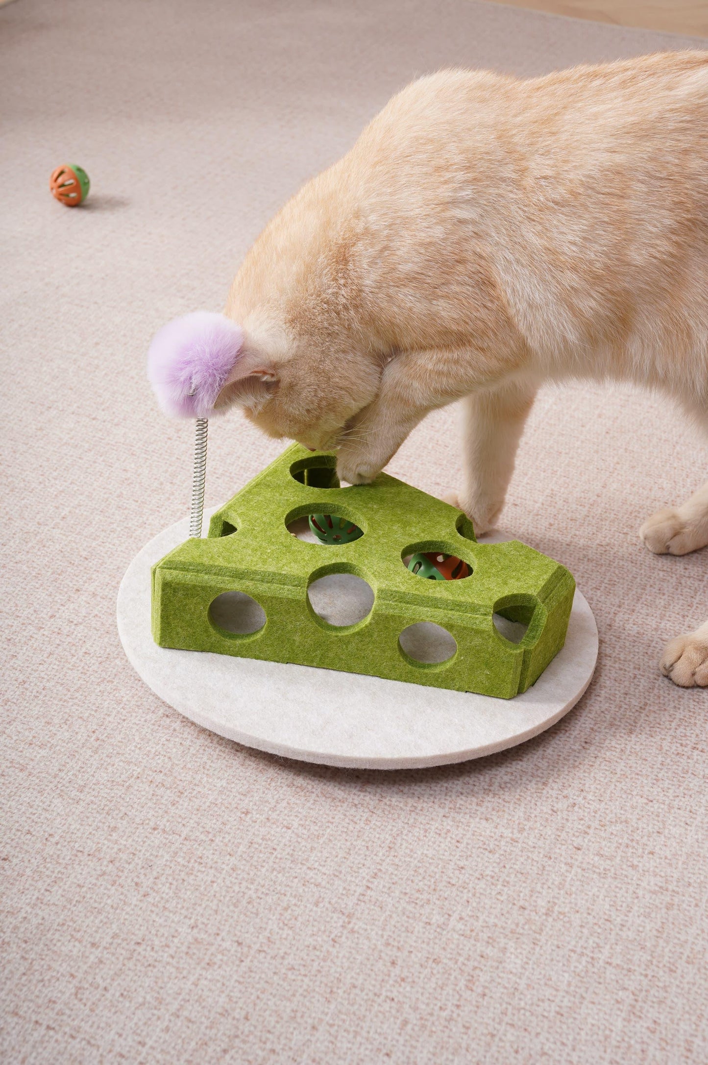 Cat Puzzle Toy with Balls and Spring Teaser | Interactive Indoor Cat Toy with Suction Cup Base