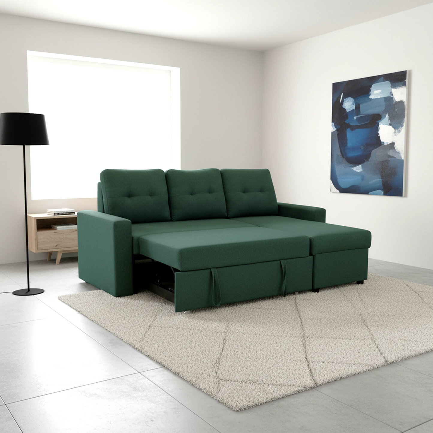 Convertible L-Shaped Sectional Sleeper Sofa Bed, Stylish Apartment