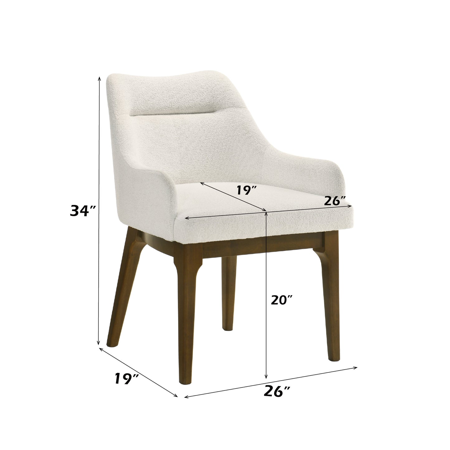 Kasha Chenille & Vintage Oak Side Chair Set of 2 - Beige