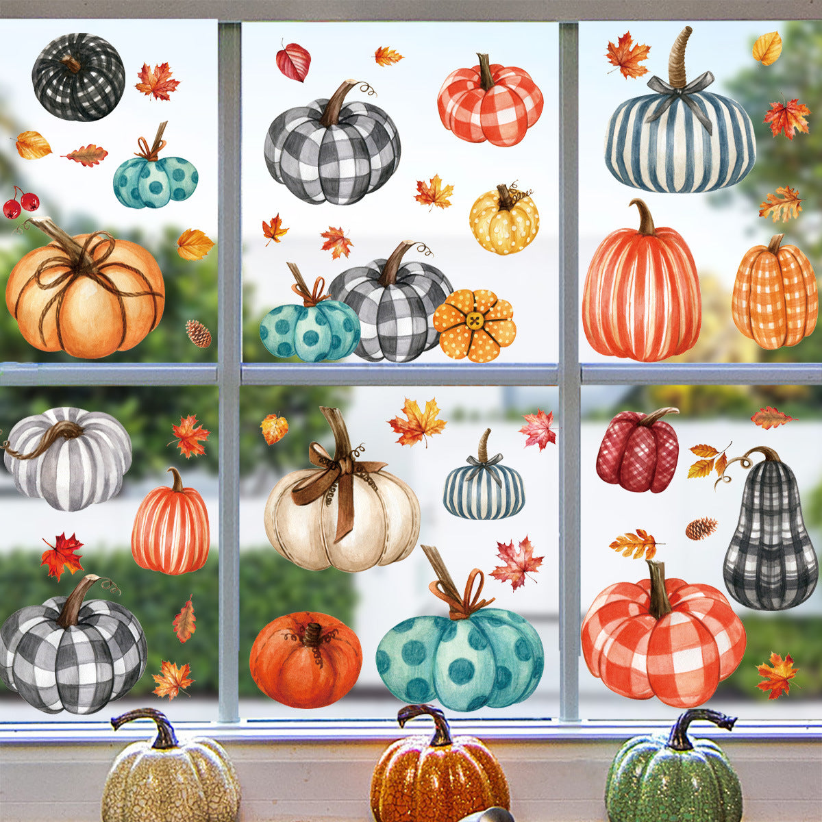 Thanksgiving Window Clings - 9 Sheets Fall Decor Stickers