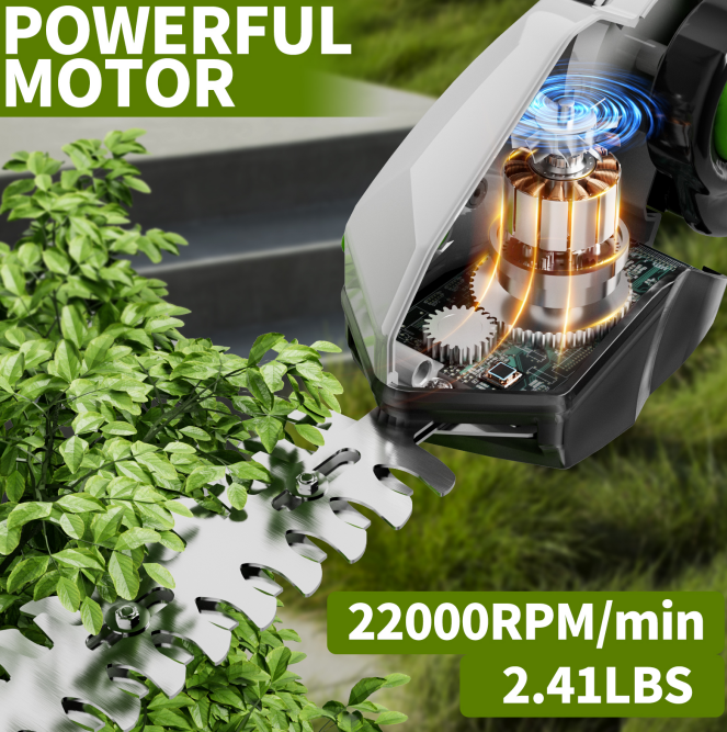 Cordless 2-in-1 Hedge Trimmer and Grass Shears Kit - 21V Battery Power Tool