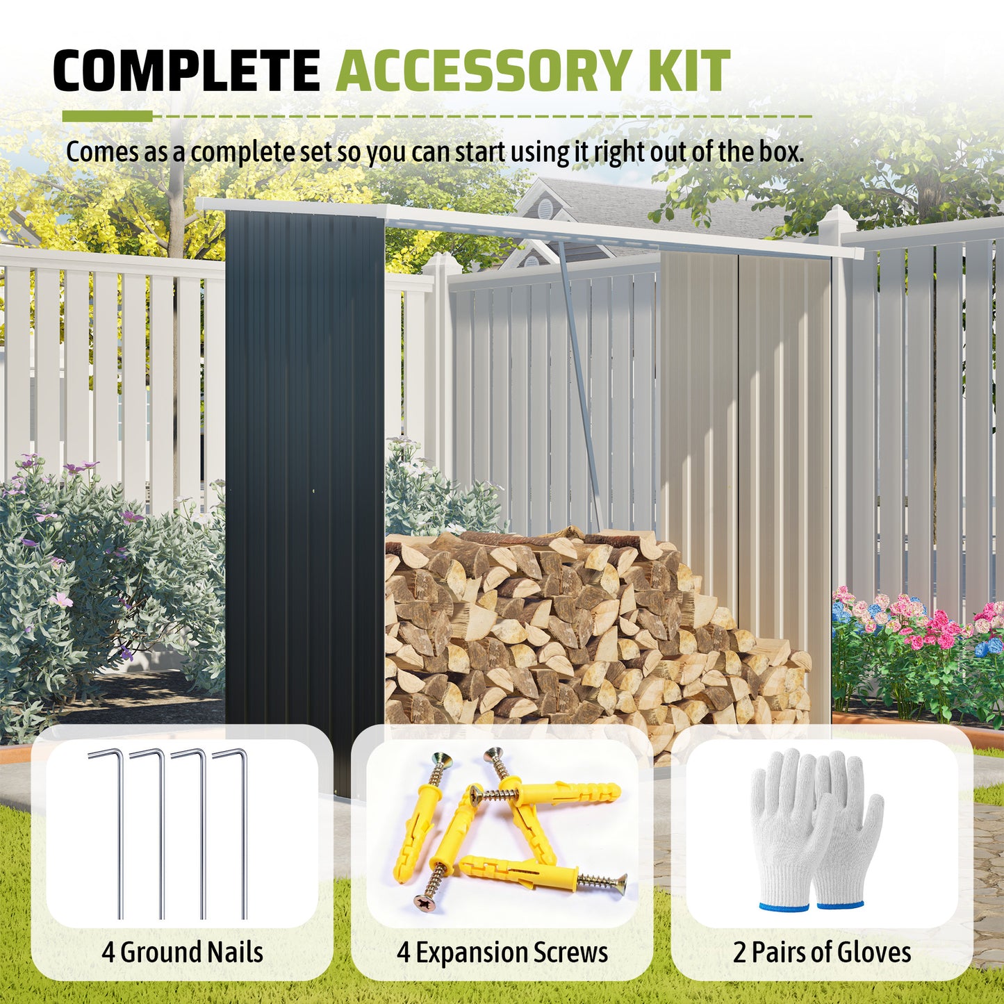 Outdoor Metal Storage Shed - 62 Cu. Ft. Weatherproof Organizer