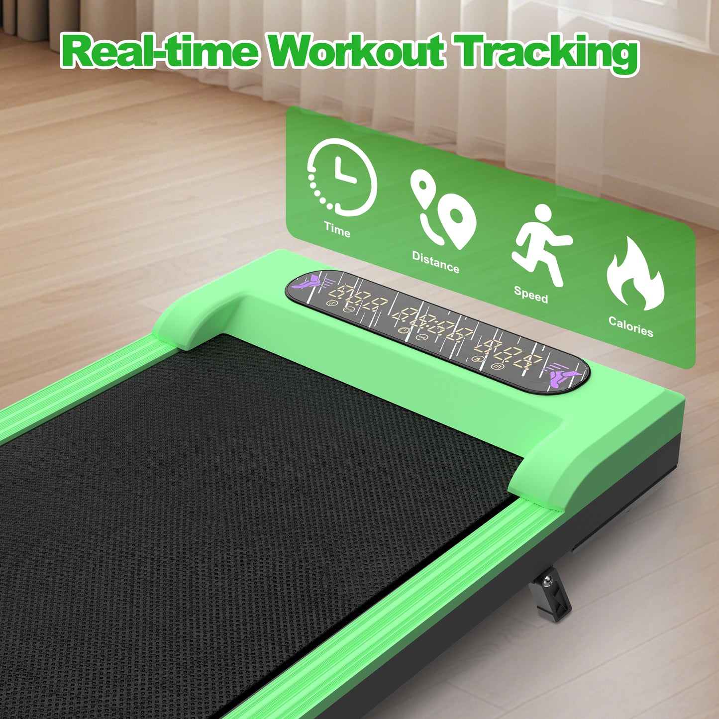 Portable Foldable Treadmill with Incline & Remote Control - Green