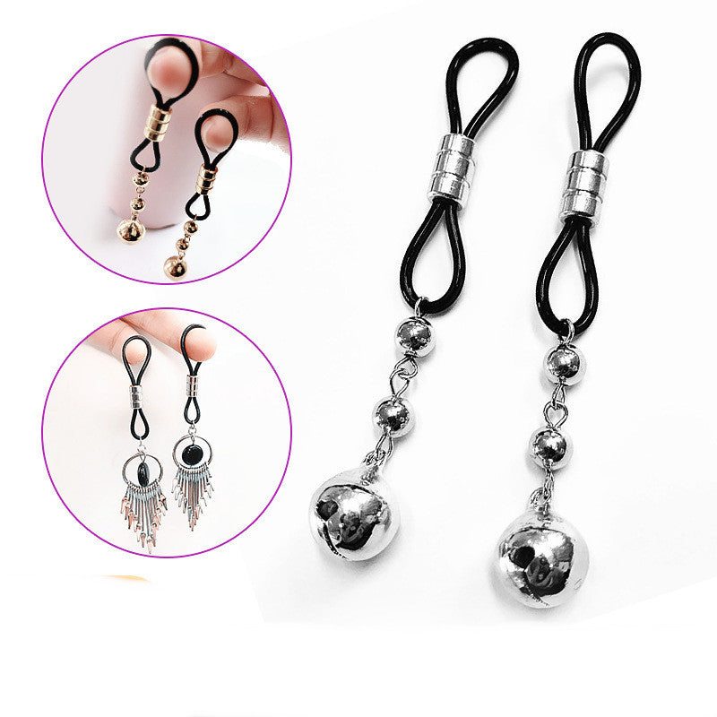 Silicone Nipple Rings for Adults, Black & Silver White, 1 Pair