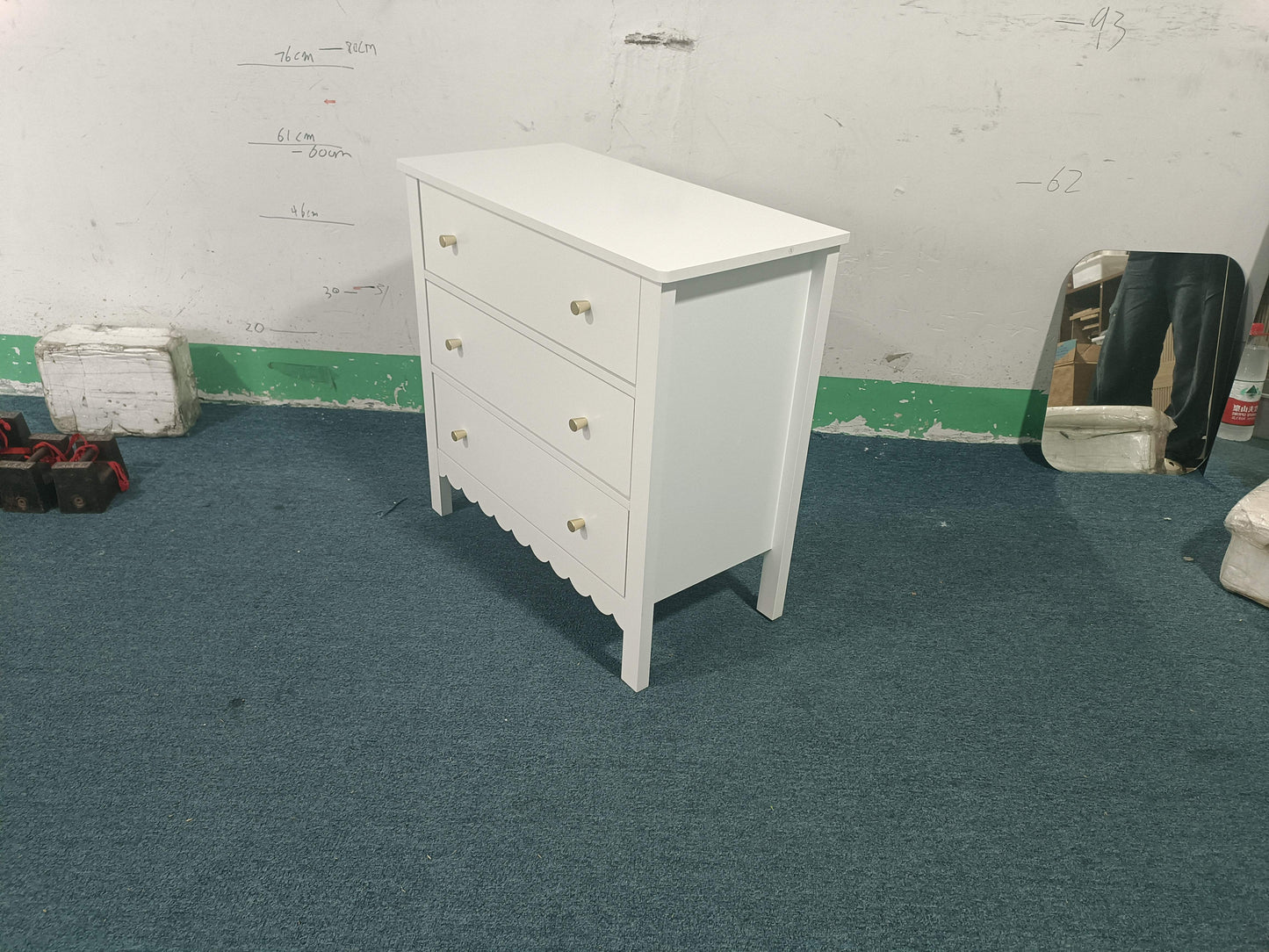 White 3 Drawer Dresser - Modern MDF Storage Cabinet