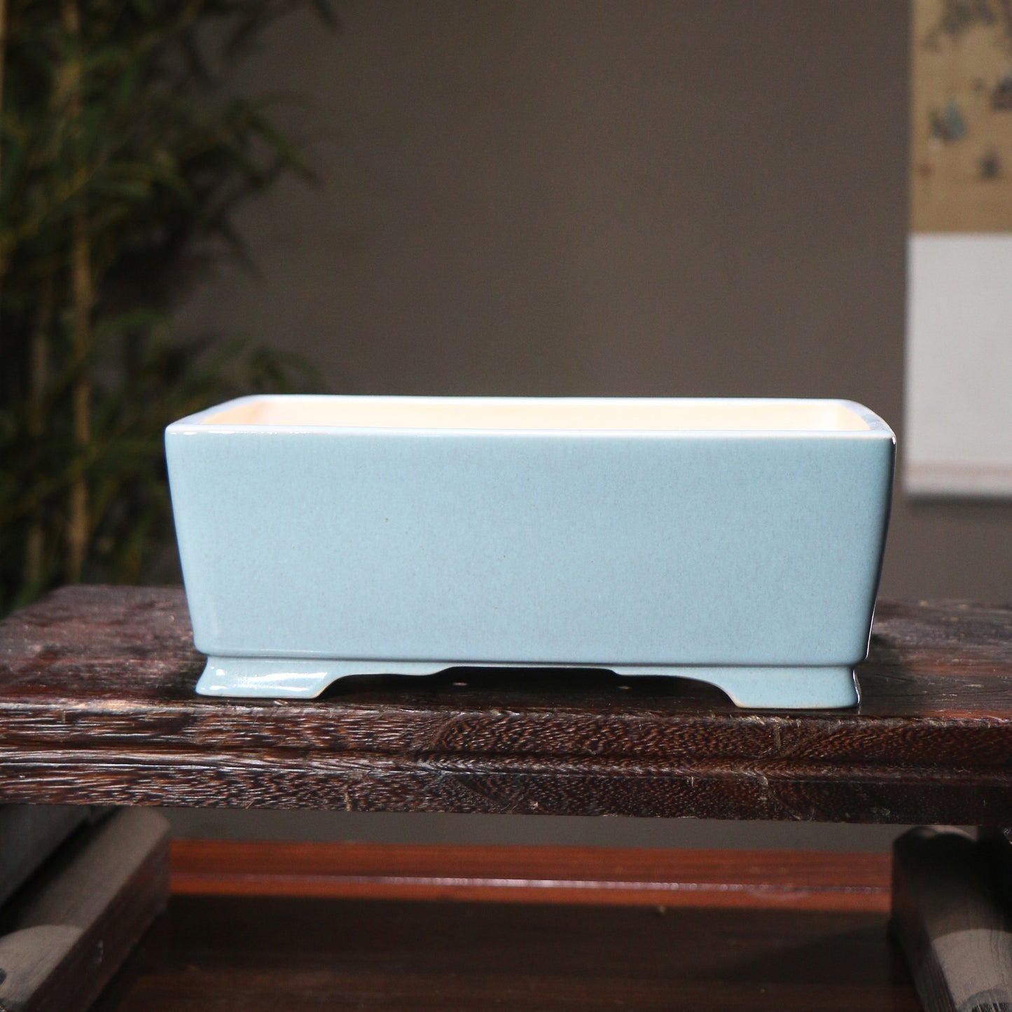Ceramic Rectangular Flower Pot with Glazed Finish - Zen Style Garden Planter