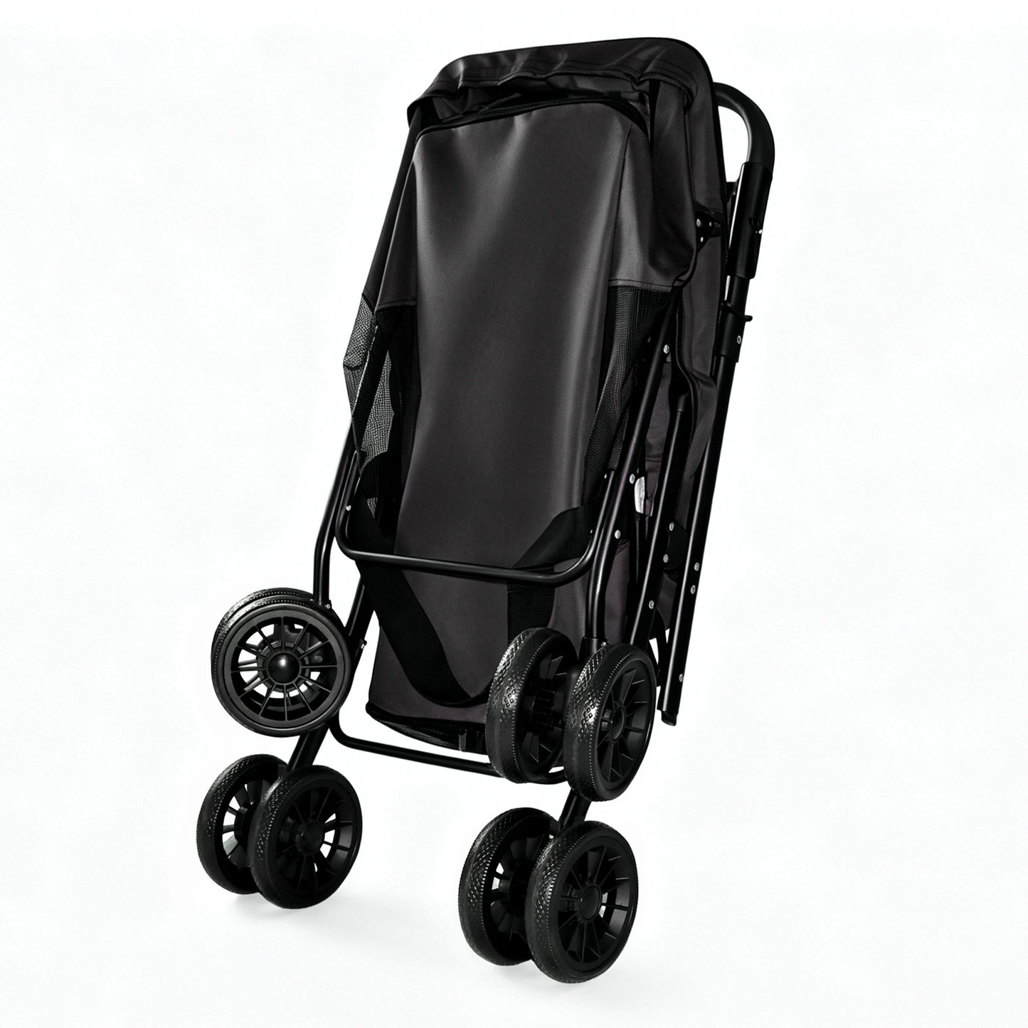 Foldable Pet Stroller for Small Medium Dogs Cats with Mesh Sides & Safety Leashes