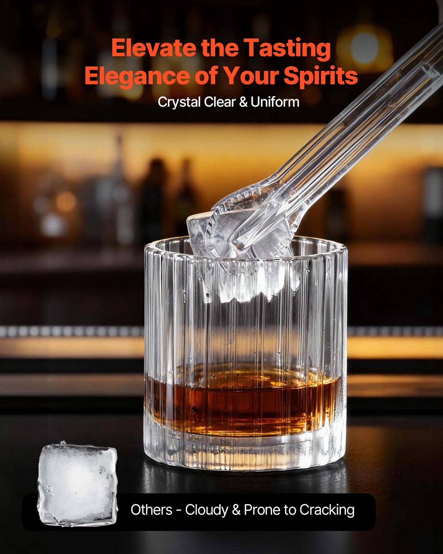 Countertop Ice Maker - Produces 22 Lbs Large Clear Cubes Daily, Portable & Self-Cleaning