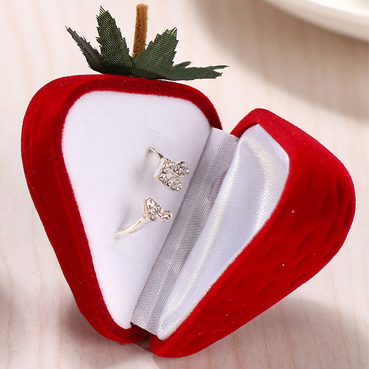 Red Strawberry Jewelry Ring Box - Proposal & Earring Storage