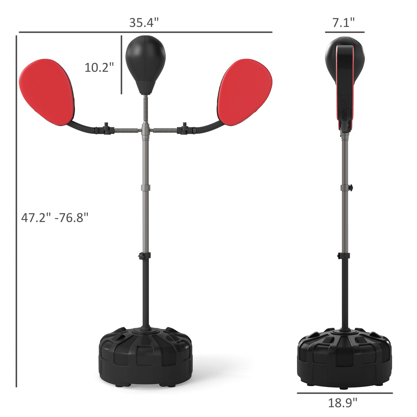 Adjustable Height Boxing Bag with Stand & Target Arms - Black