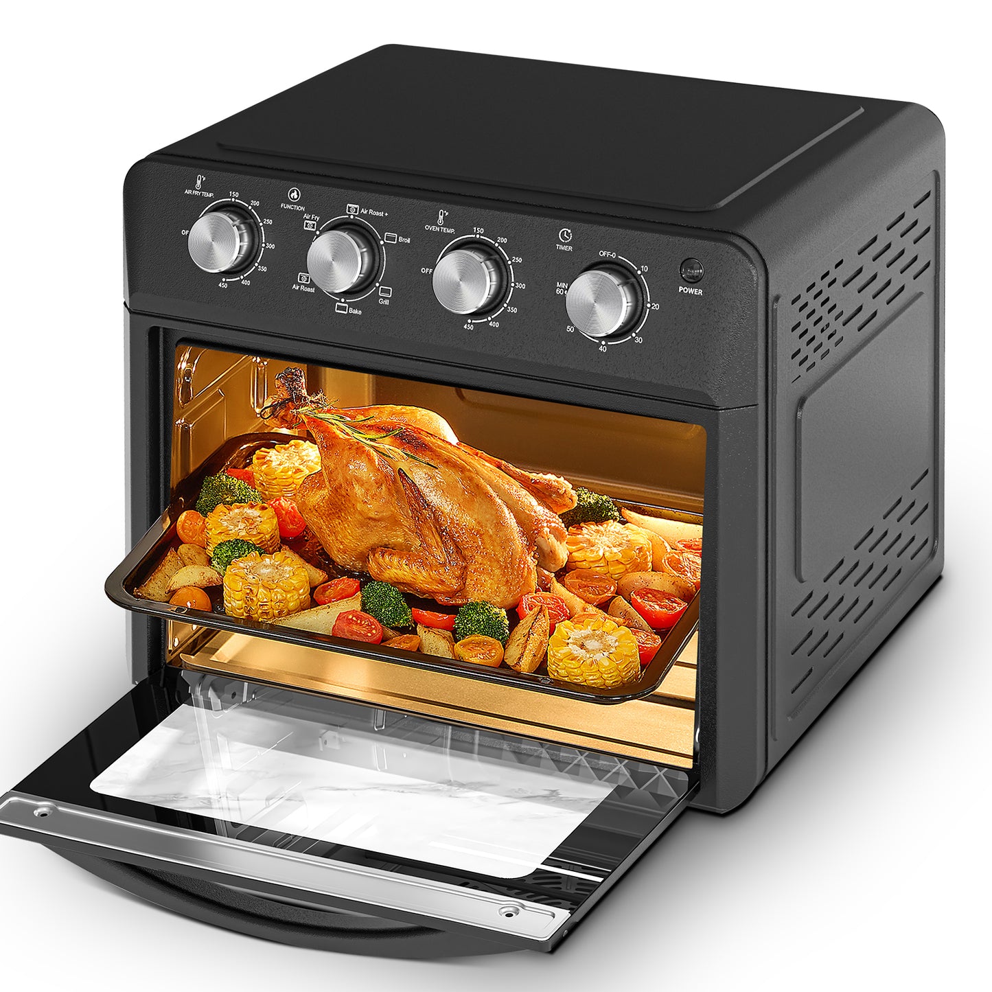 27.5QT 6-in-1 Air Fryer Toaster Oven - Black